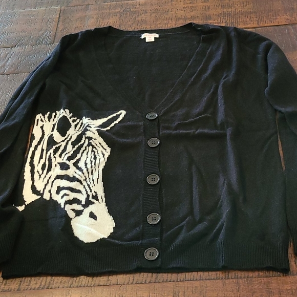 Xhilaration zebra button Front cardigan s - Picture 2 of 3